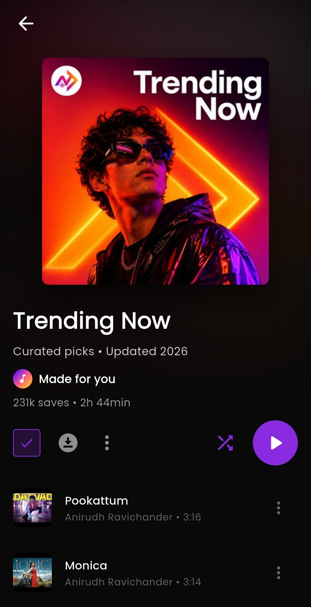 Trending Playlist Screen